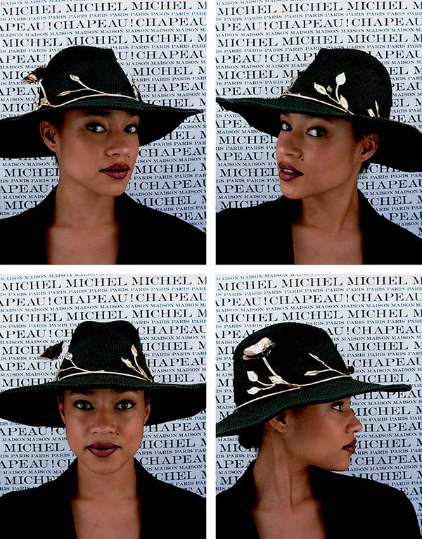 Asymerical black straw hat