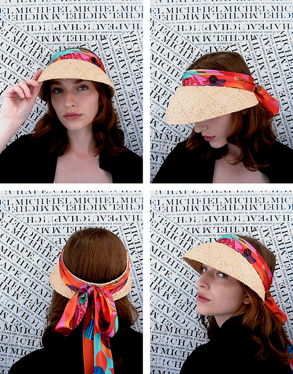 Patty - chapeau visière en paille de raphia.