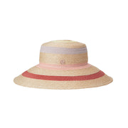 Rena - Chapeau à large bord en paille couleur chanvre cousu à la main.