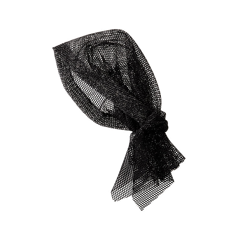 Riri - Turban en tulle noir pailleté.
