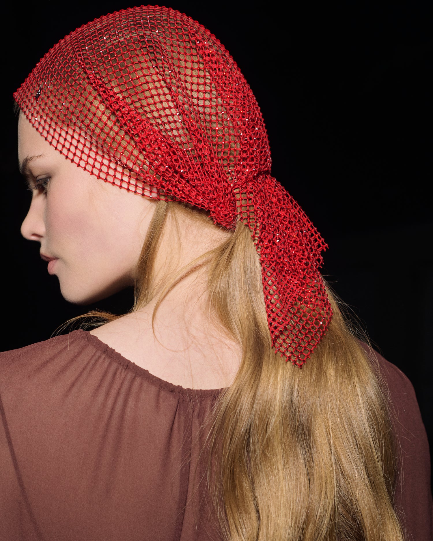 Red mesh Turban