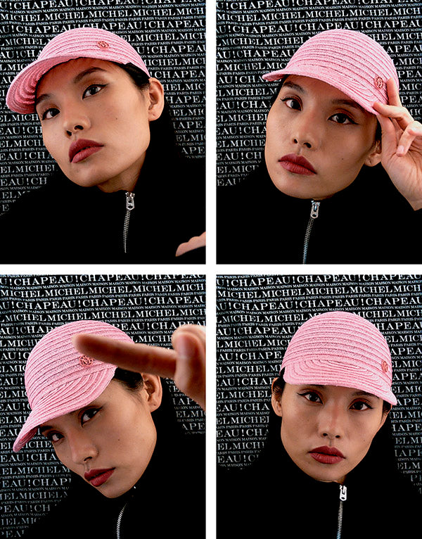 Tiger - Casquette en paille rose floral.