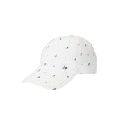 Tiger - Casquette en denim blanc et motifs floraux bleus.