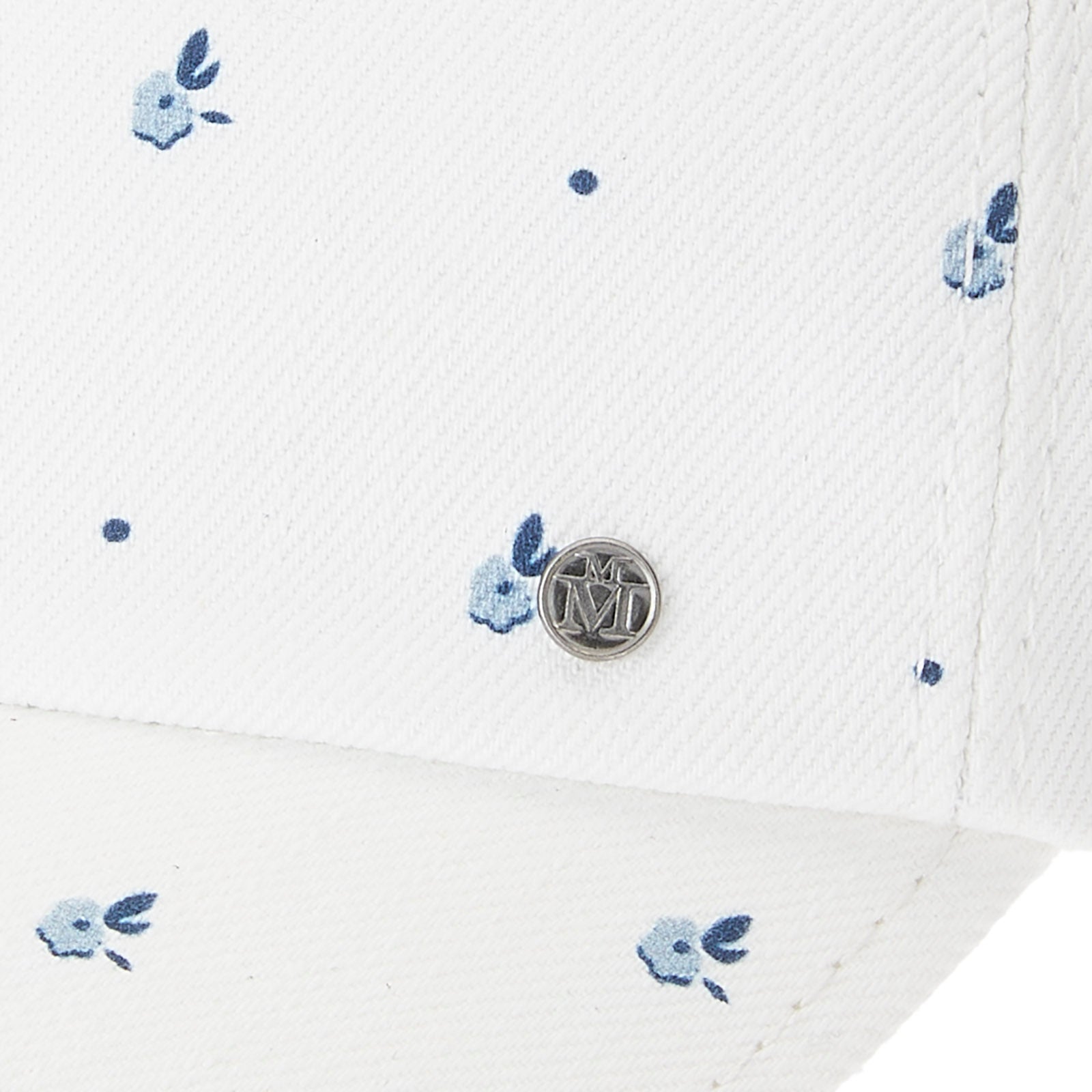Tiger - Casquette en denim blanc et motifs floraux bleus.