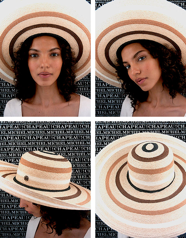 Veronika - Chapeau à large bord en paille couleur chanvre cousu à la main.