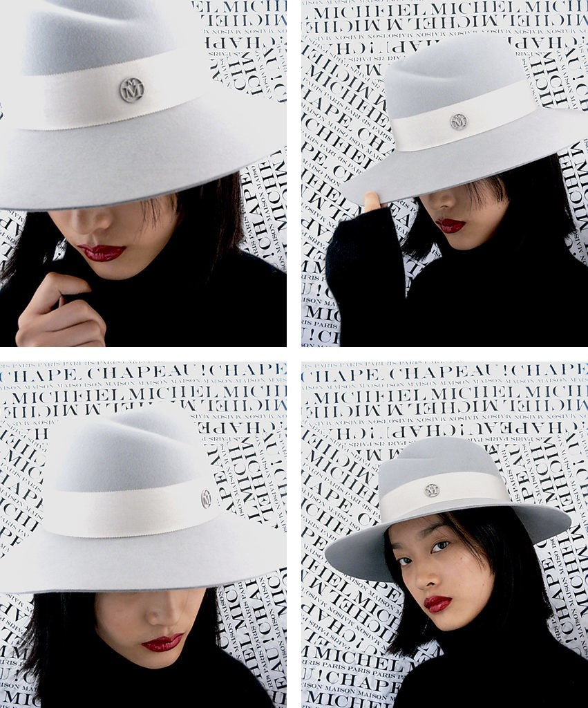 Virginie - fedora en feutre gris perle, waterproof.