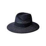 Virginie - fedora en paille cousue bleu marine.