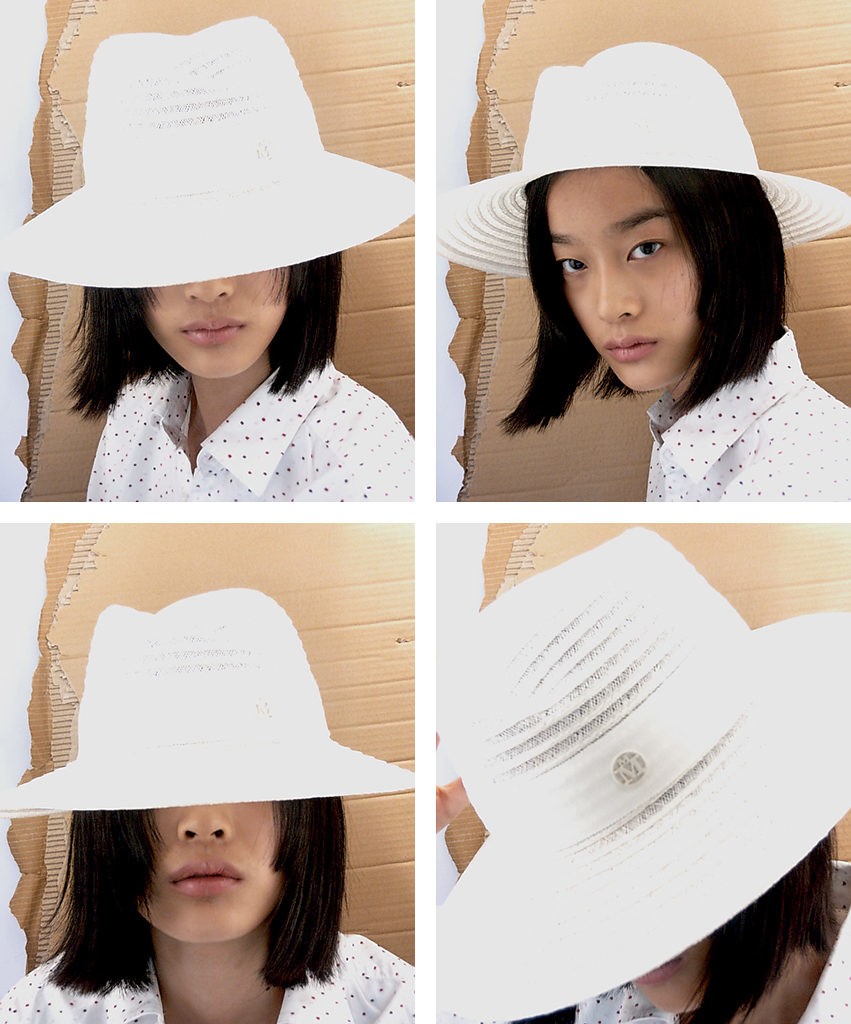 Virginie - fedora en paille cousue .