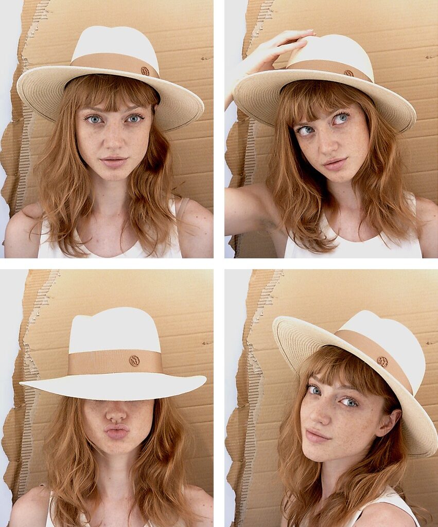Virginie - fedora en paille panama et gros grain beige.