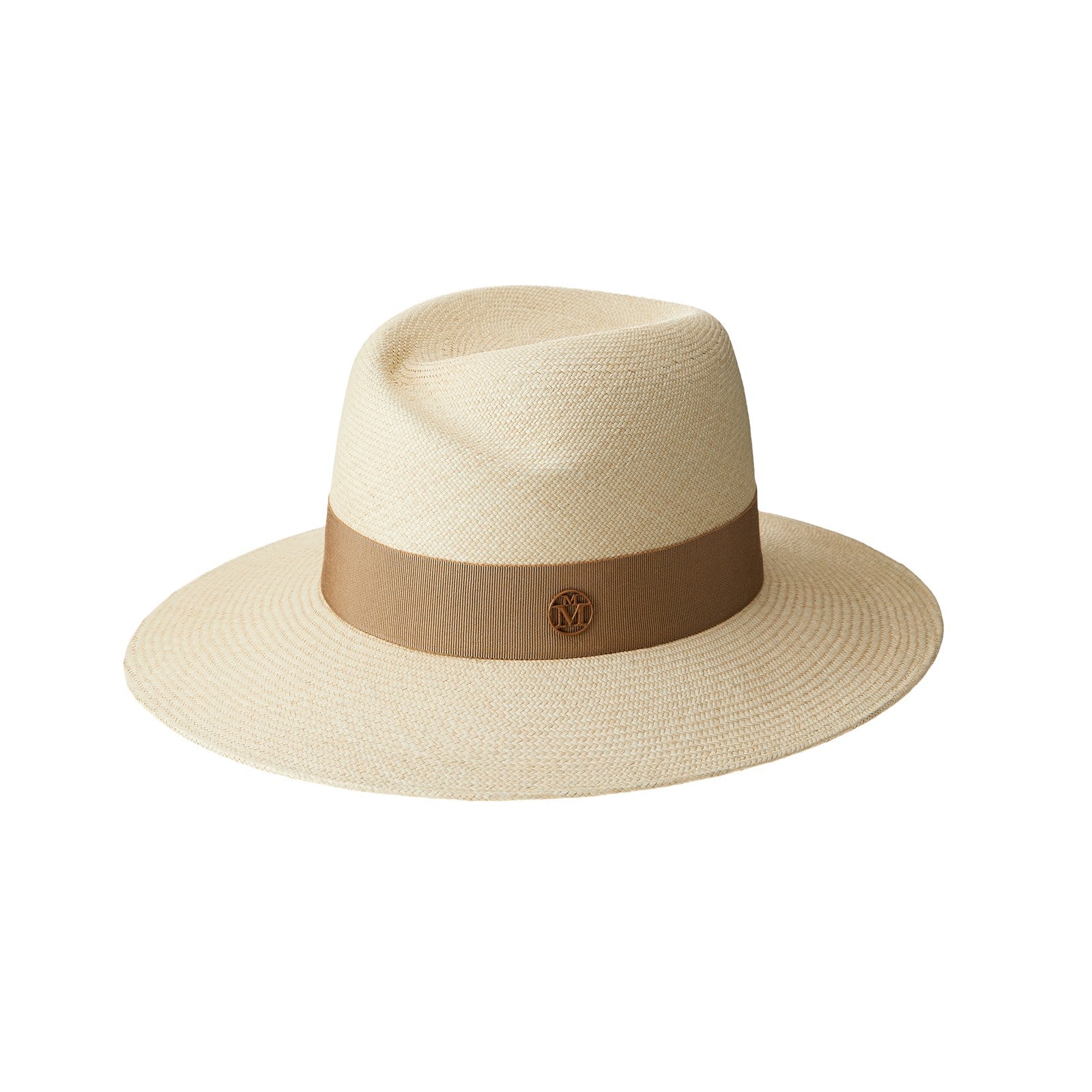 Virginie - fedora en paille panama et gros grain beige.