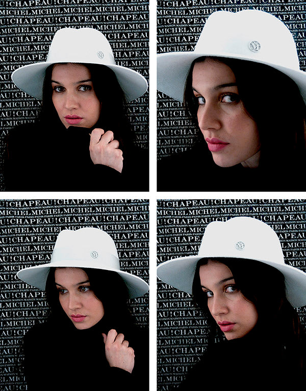 Virginie - Fedora en feutre bleu glacé et un gros-grain ton sur ton.