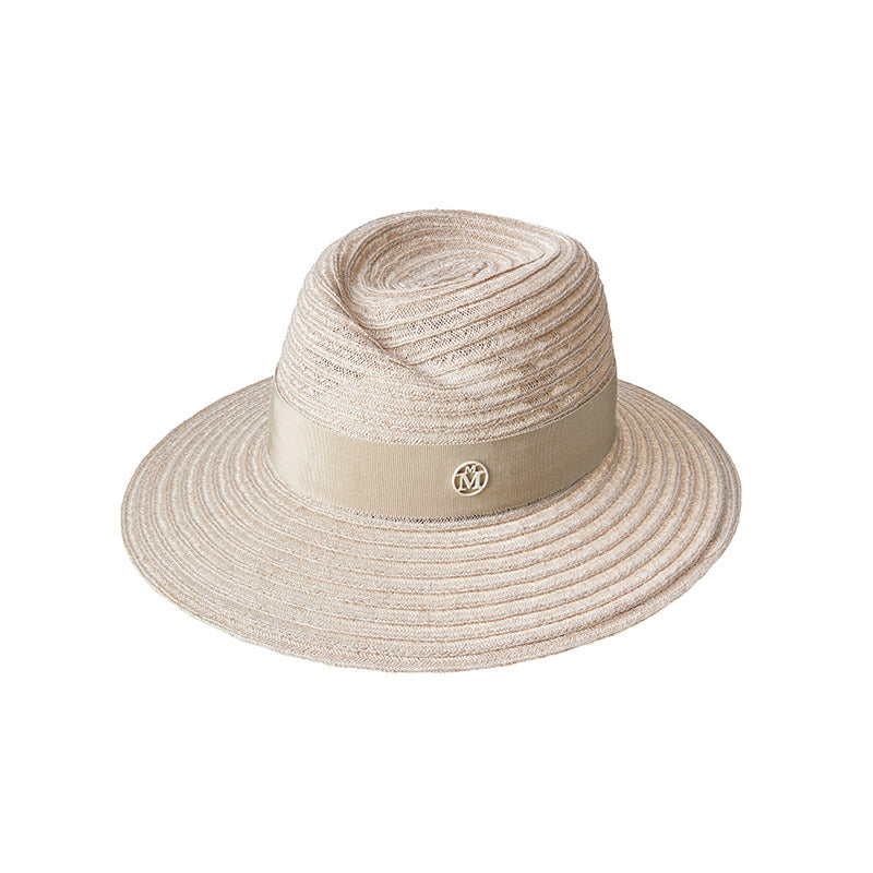 Virginie - Fedora en paille de chanvre couleur lin orné d'un ruban ton sur ton.
