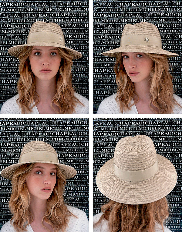 Virginie - Fedora en paille de chanvre couleur lin orné d'un ruban ton sur ton.