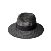 Virginie - Fedora en paille grise orné d’un ruban ton sur ton.