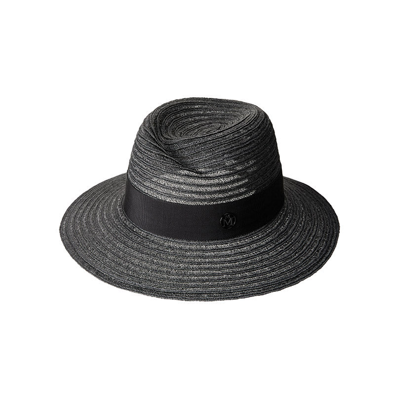 Virginie - Fedora en paille grise orné d’un ruban ton sur ton.
