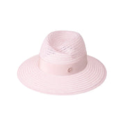 Virginie - Fedora en paille rose orné d’un ruban ton sur ton.