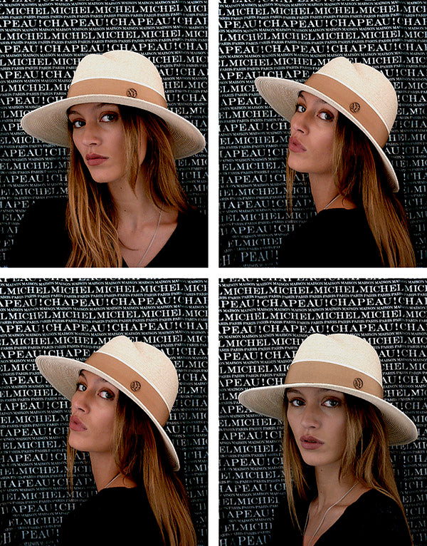 Virginie - Fedora en paille naturelle avec un ruban beige