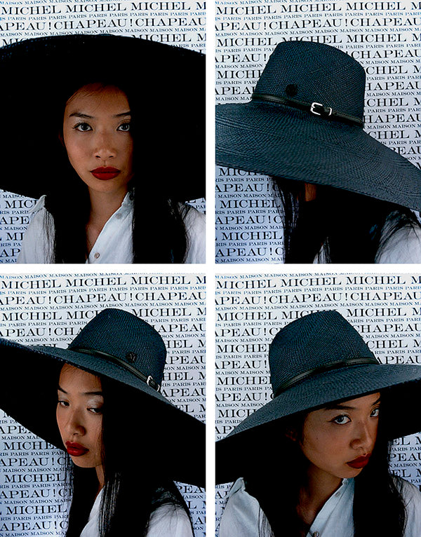 Capeline en paille noir