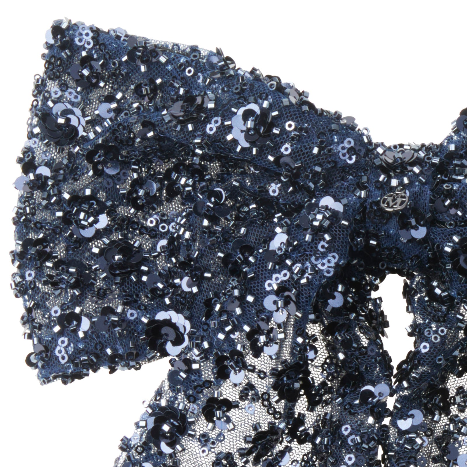 Wicole - Barrette en tulle bleu avec des sequins brodés.