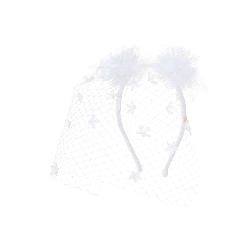 Yosh Flower - serre-tête blanc avec pompons.
