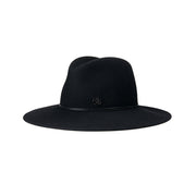 Zango - Fedora en feutre souple noir avec un noeud délicat.