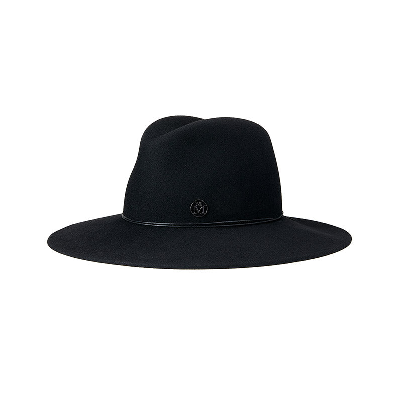 Zango - Fedora en feutre souple noir avec un noeud délicat.