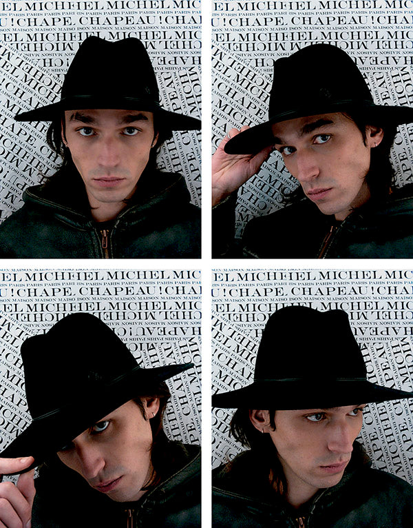 Zango - Fedora en feutre souple noir avec un noeud délicat.