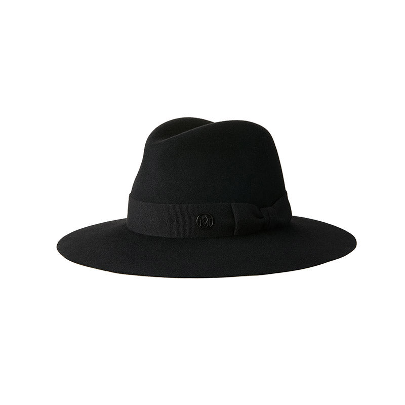 Zango - Fedora en feutre noir orné d’un ruban ton sur ton.