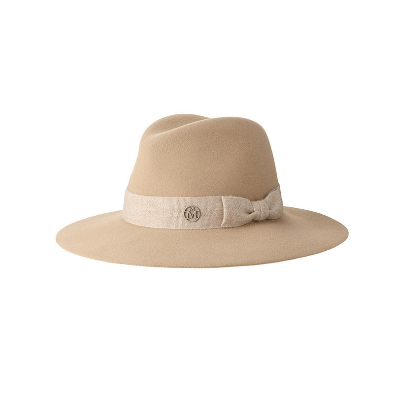 Zango - Fedora en feutre onyx beige orné d’un ruban ton sur ton.
