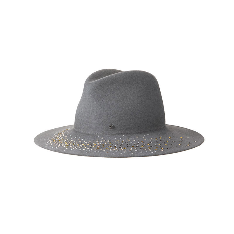 Zango - Fedora en feutre de laine gris foncé orné d’un ruban argenté.