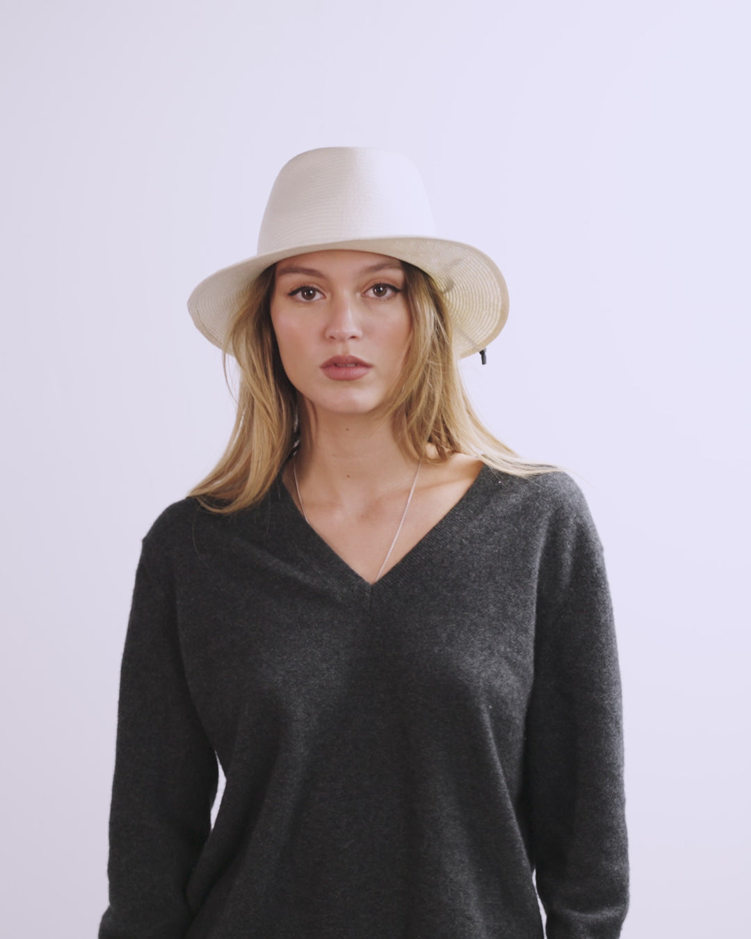 ハット Maison Michel FW25 'Andre' hat (1003180001 NATURALBLACK) André – Maison Michel