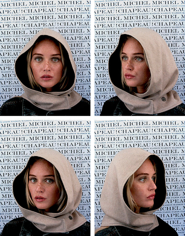 Beige cashmere hood