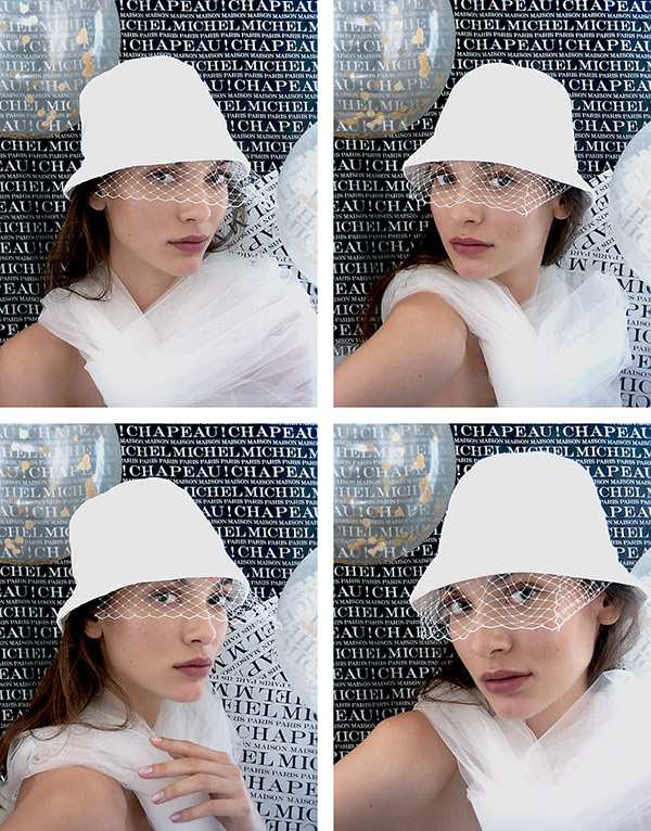 Souna Veil, white bucket hat with delicate veil - Maison Michel Paris.