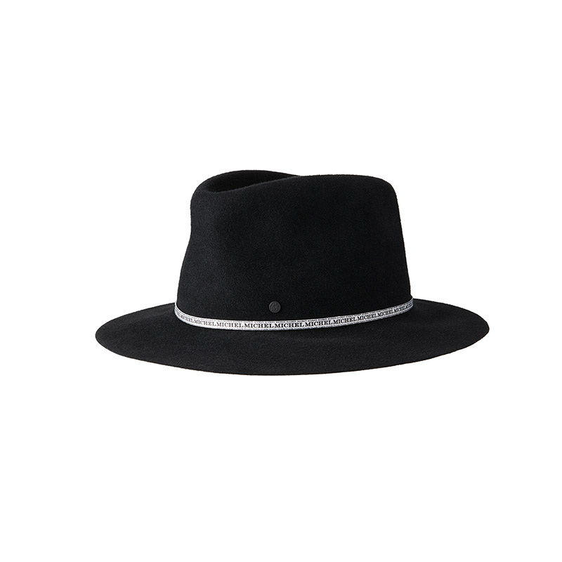Rollable water-repellent fedora hat in black felt