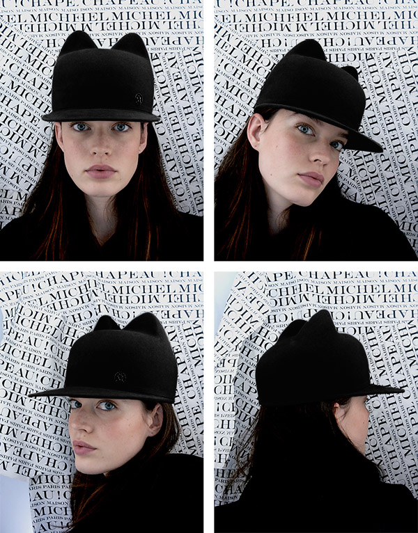 Jamie, waterproof, black rabbit felt cap hat - Maison Michel Paris.