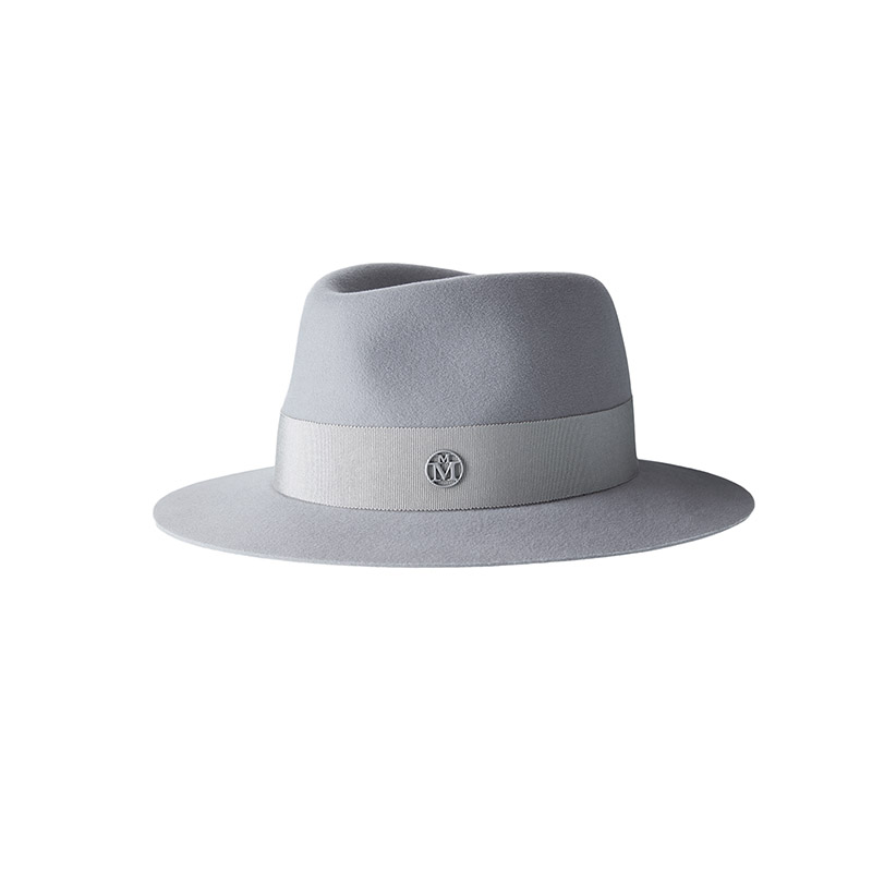 Pearl grey felt fedora hat, waterproof