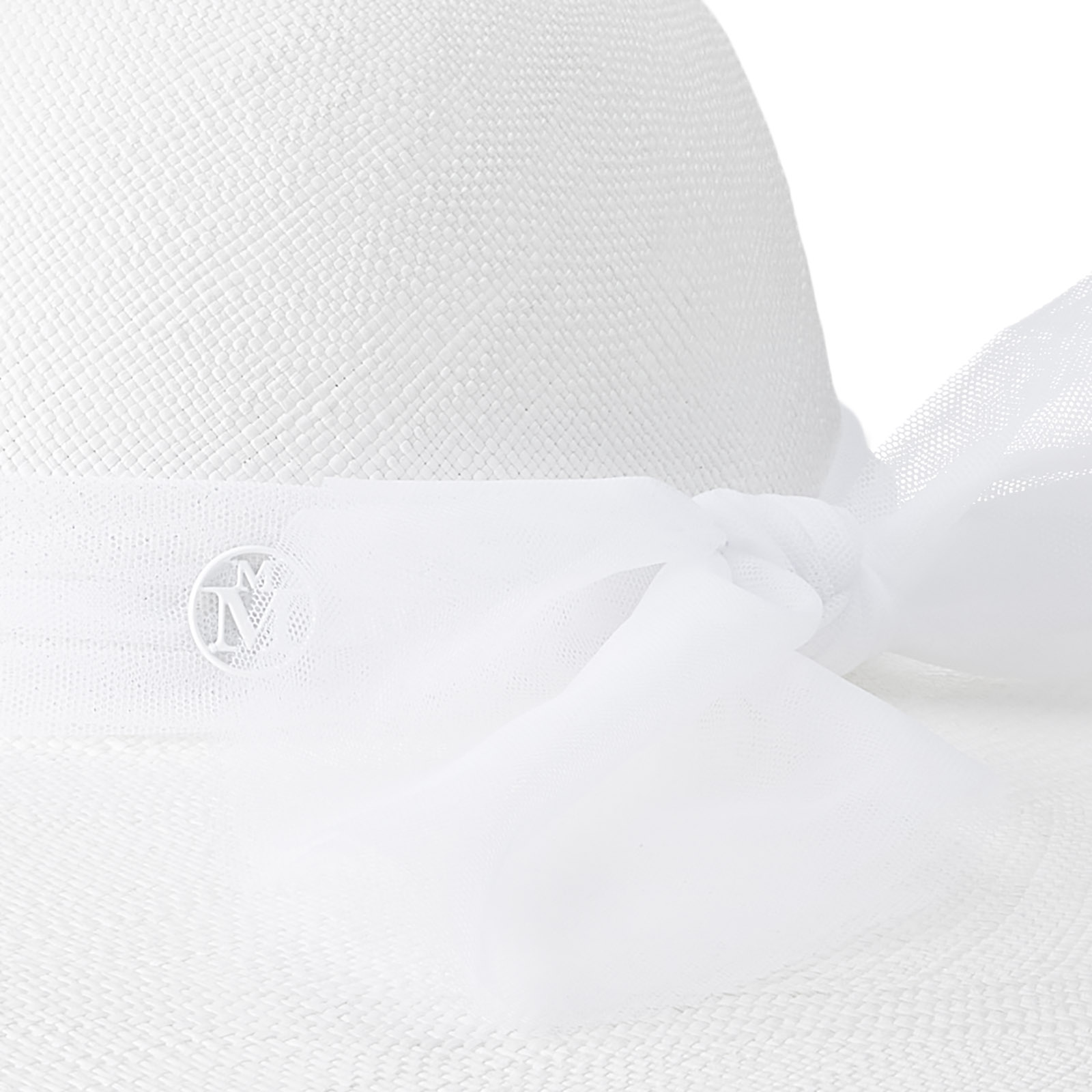 White capeline hat with satin ribbon