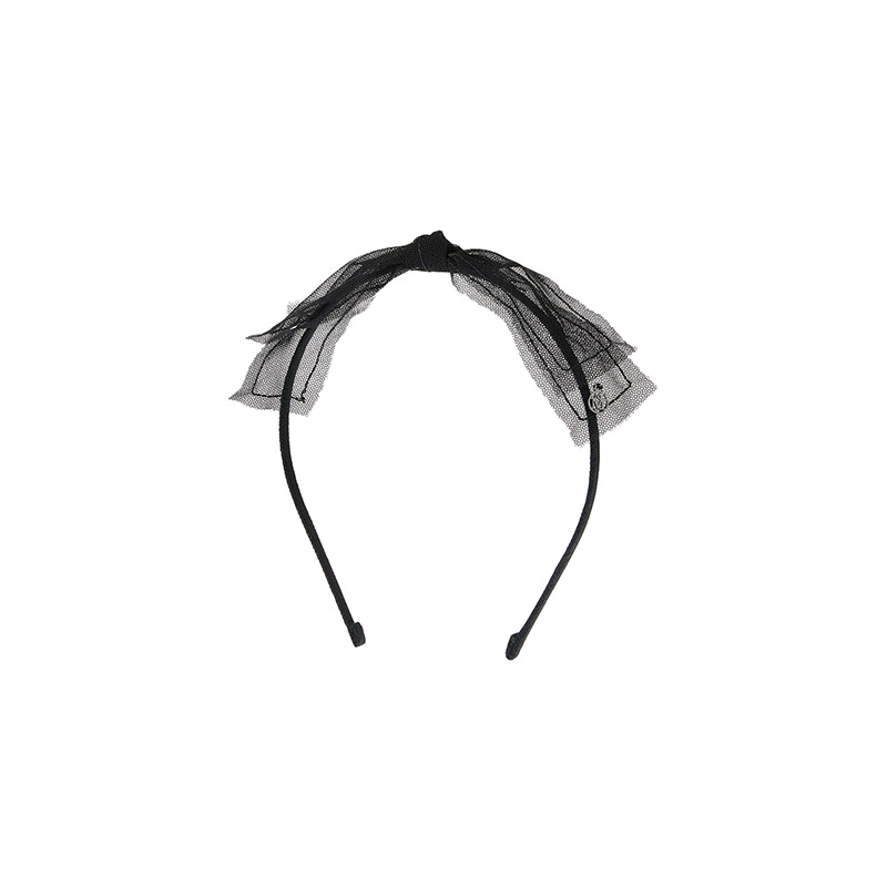 Black headband with bow in tulle