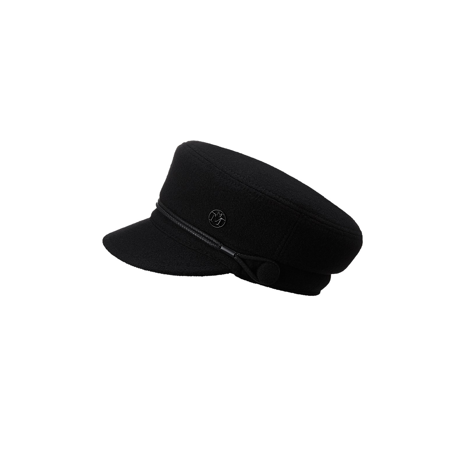 Casquette officier en laine noire