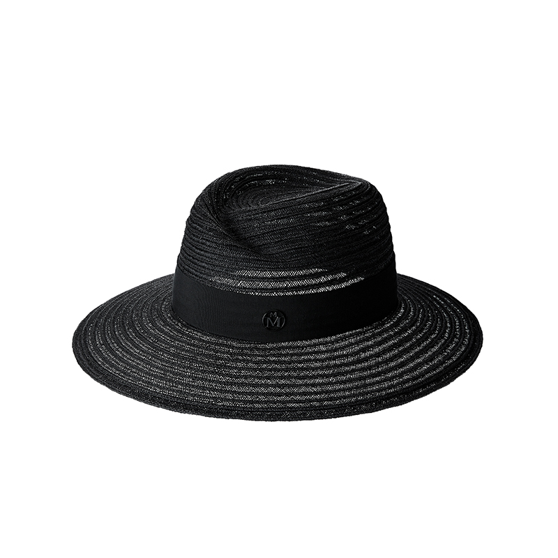 Black straw store fedora hat