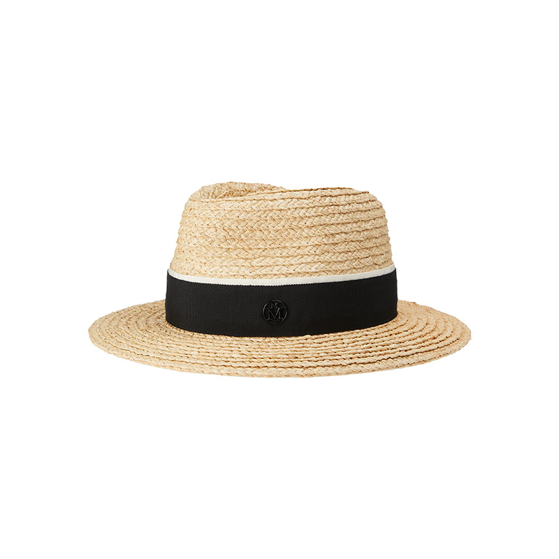 Upgrade your style with our straw fedora hat. Embellished with a black grosgrain ribbon, it adds a touch of refinement to any outfit.
<ul>
 	<li>- Straw fedora hat</li>
 	<li>- Black gros grain ribbon</li>
 	<li>- Black Maison Michel logo</li>
</ul>
How to care for your hat:
The handcrafted design of this model does not allow it to be waterproof. It is recommended to store it away from air and humidity.