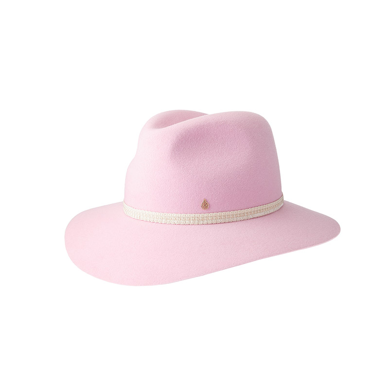 Fedora hat in bubblegum felt with sequins