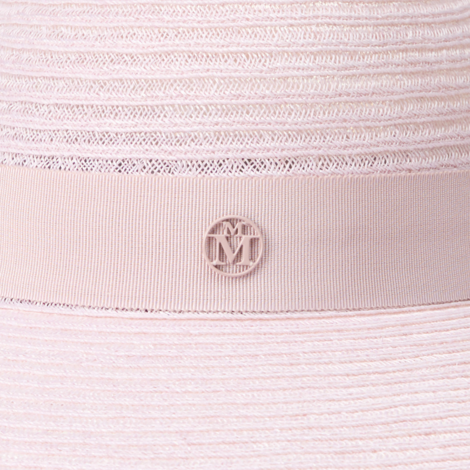 Capeline in pink straw embellished with a tone on tone ribbon