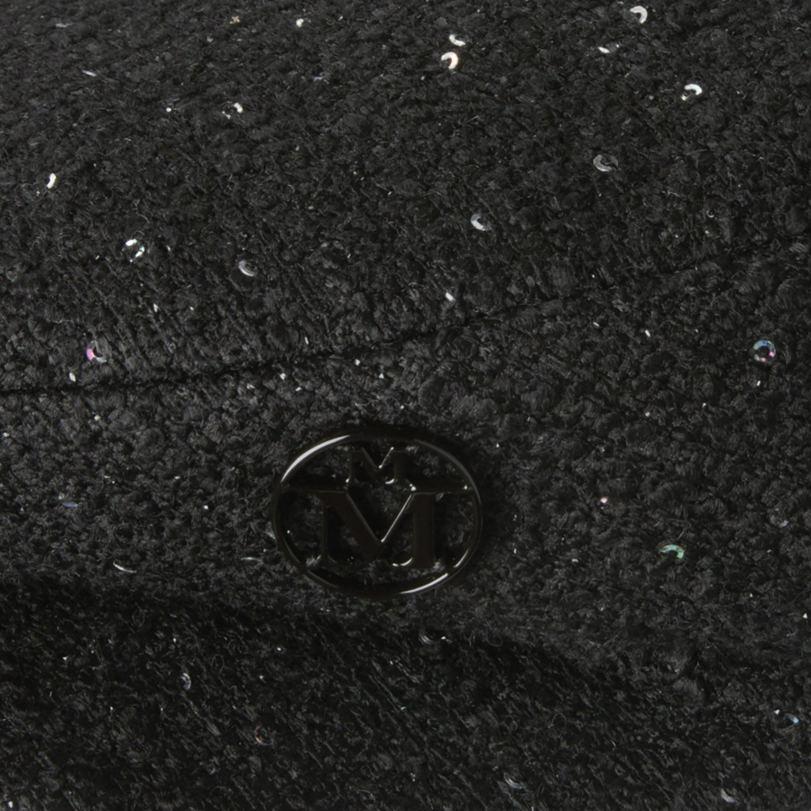 Beret in black tweed embellished with sequins