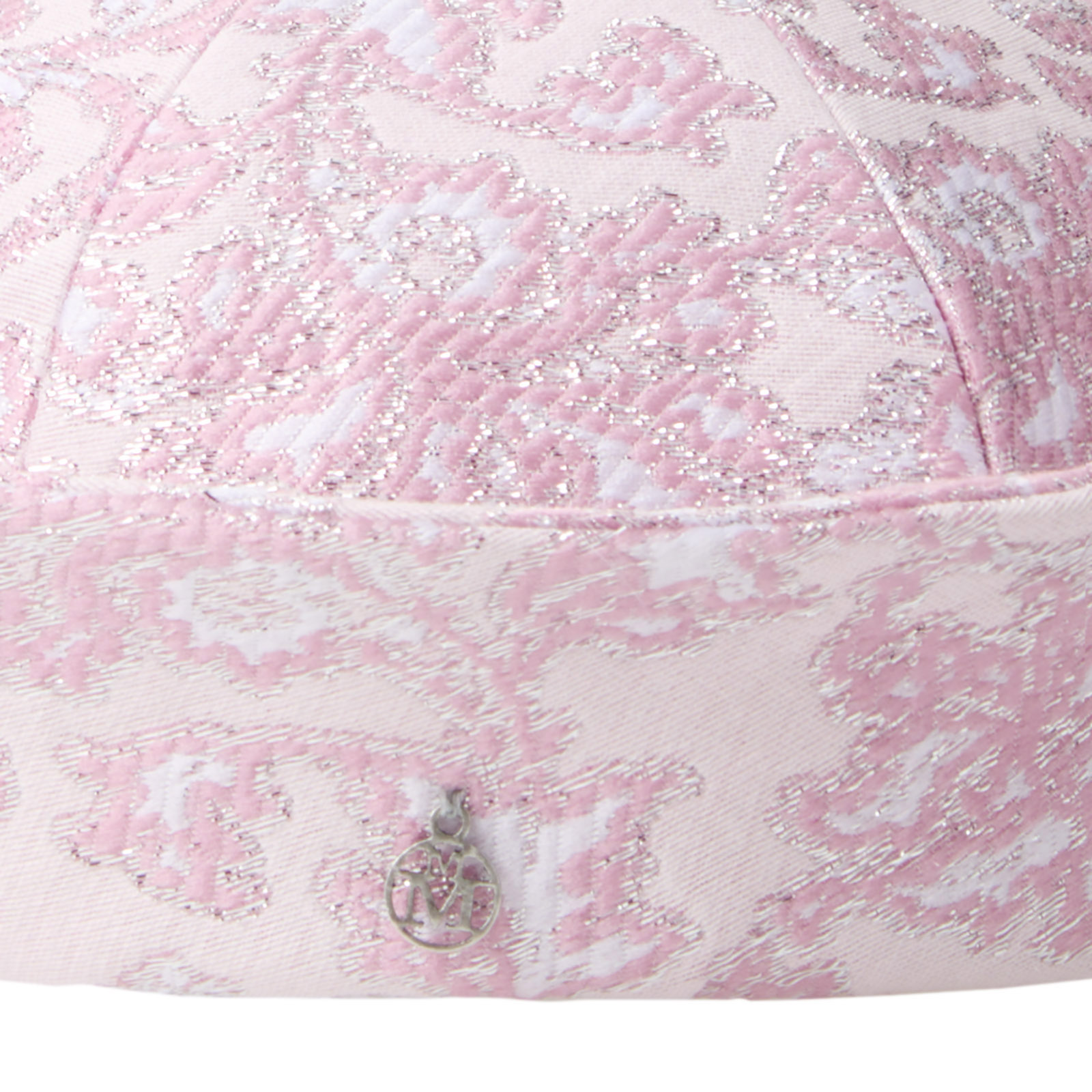 Marine's hat in pink and flower embroidered brocard