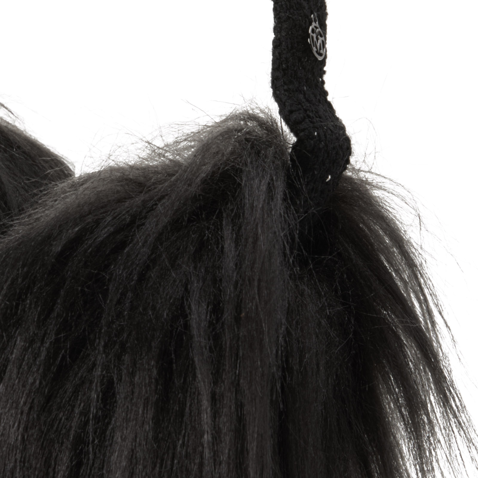 Cache-oreilles en tweed noir orné de sequins et en fausse fourrure