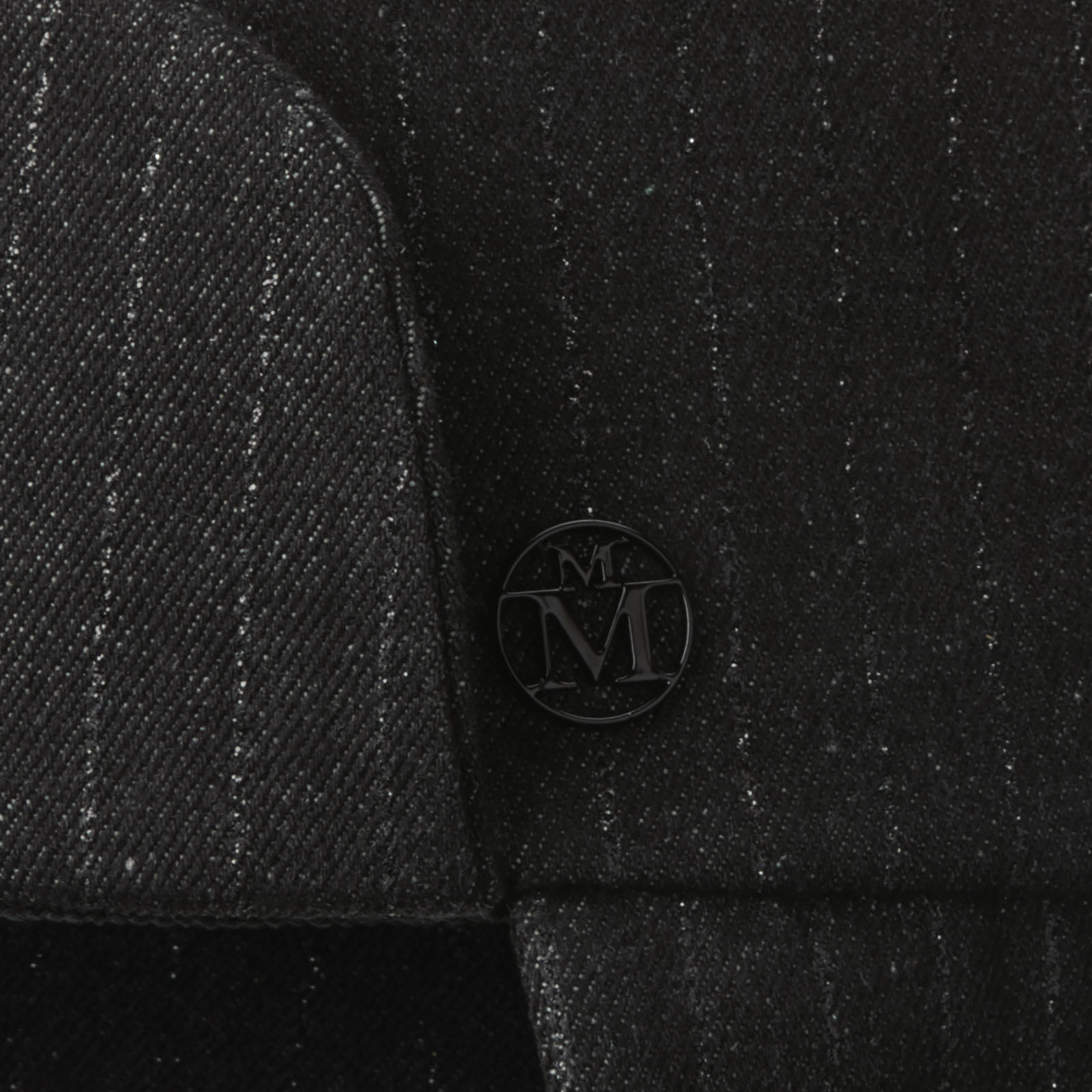 Chapka in black denim embellished with lurex stripes